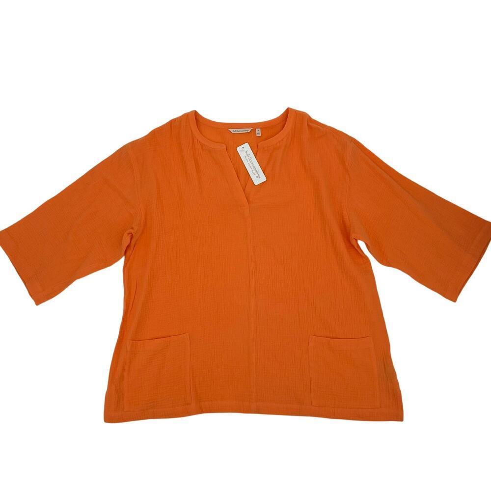 Soft Surroundings NWT Orange Gauze Popover Pockets Size 1X
